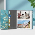 Fintie Fotoalbum 10 x 15 cm – 112 Fotos Premium-Fotoalbum aus veganem Leder mit Schnappverschluss tragbare Brieftasche Fotoalben Blüten