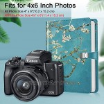 Fintie Fotoalbum 10 x 15 cm – 112 Fotos Premium-Fotoalbum aus veganem Leder mit Schnappverschluss tragbare Brieftasche Fotoalben Blüten