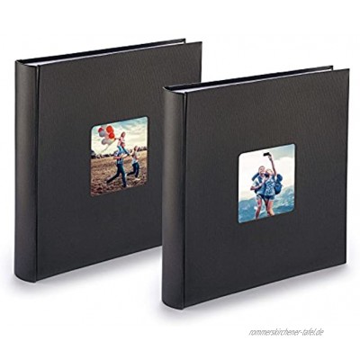 Fotoalbum Jumbo 2er-Set Fotobücher zum Selbstgestalten im Format 30x30 cm pro Album 400 Bilder Einkleben Fotoalben mit Pergamin-Trennblättern schwarz