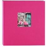 goldbuch 27898 Fotoalbum mit Fensterausschnitt Bella Vista Erinnerungsalbum 30 x 31 cm Foto Album 60 weiße Seiten mit Pergamin-Trennblättern Fotobuch aus Leinen Pink