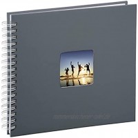 Hama Fotoalbum 28x24 cm Spiral-Album mit 50 weißen Seiten Fotobuch mit Pergamin-Trennblättern Album zum Einkleben und Selbstgestalten grau